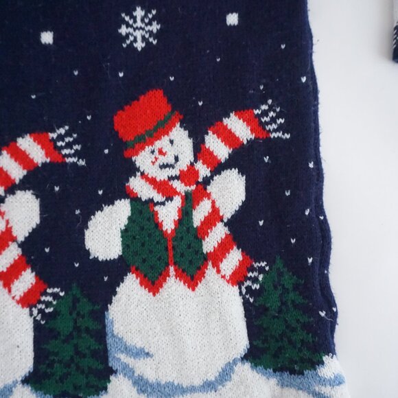 Vintage Nutcracker Navy Snowman Christmas Knit Sweater Fair Isle Holiday M - Picture 5 of 9
